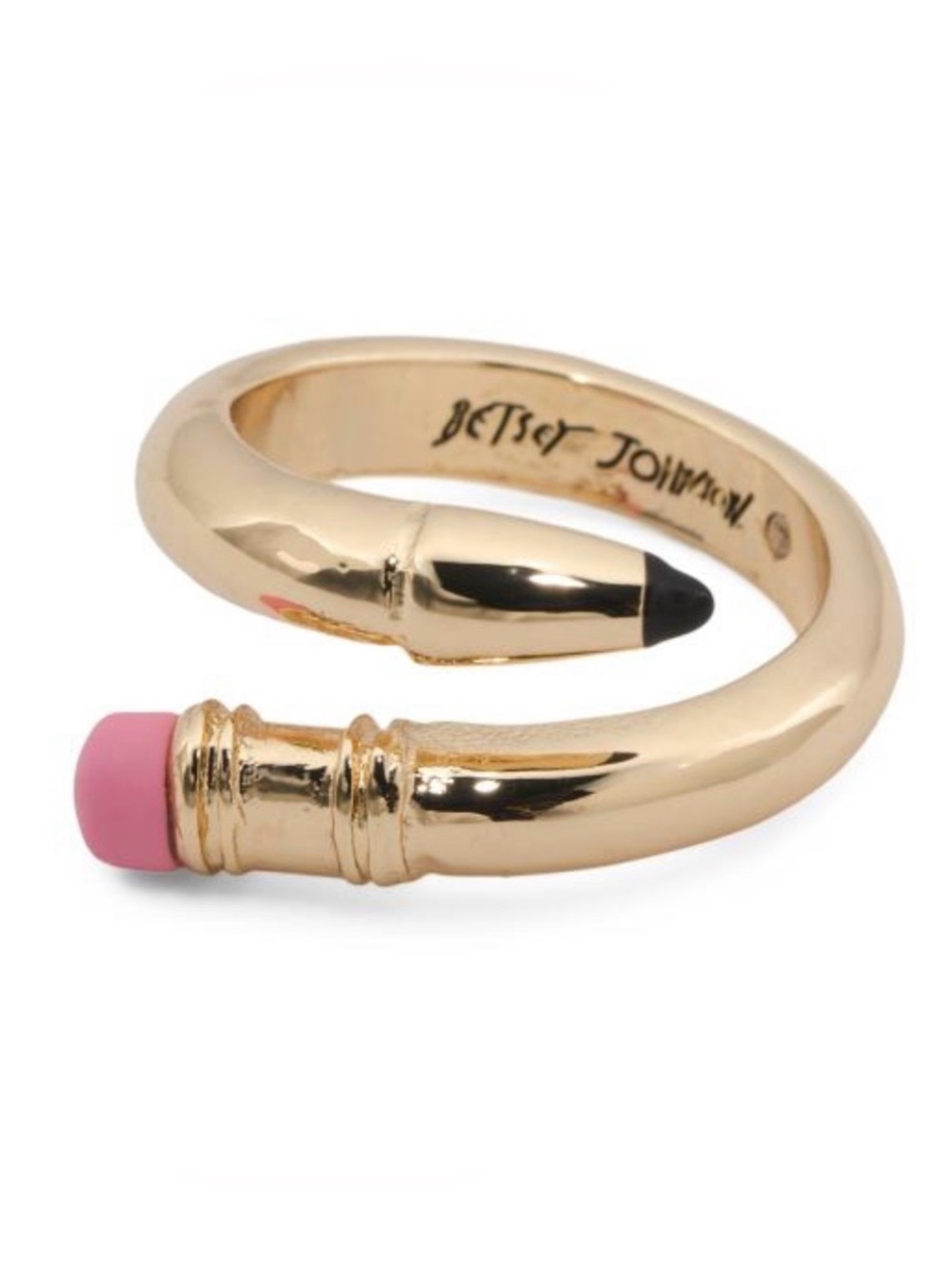 BETSEY JOHNSON Back to School Viral Gold Pencil Wrap Band-Style Ring NEW NWT